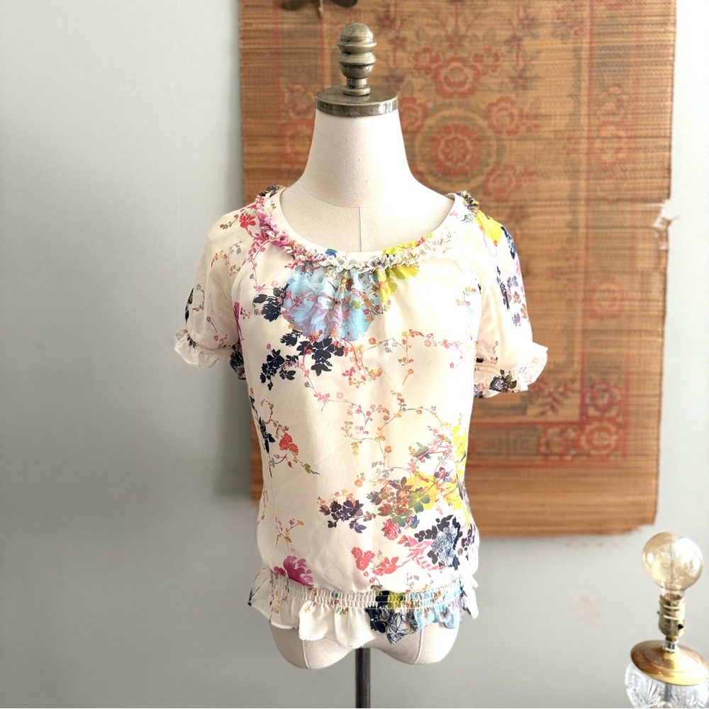 Ted Baker Floral Chiffon Blouse size XS